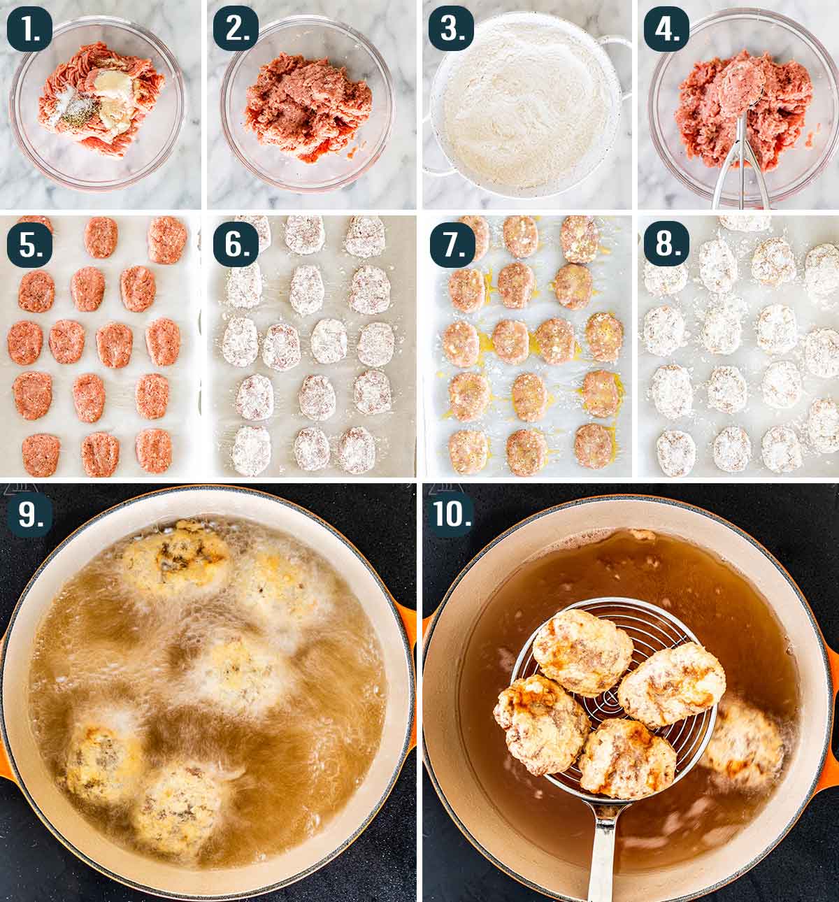 process shots showing how to make chicken nuggets at home