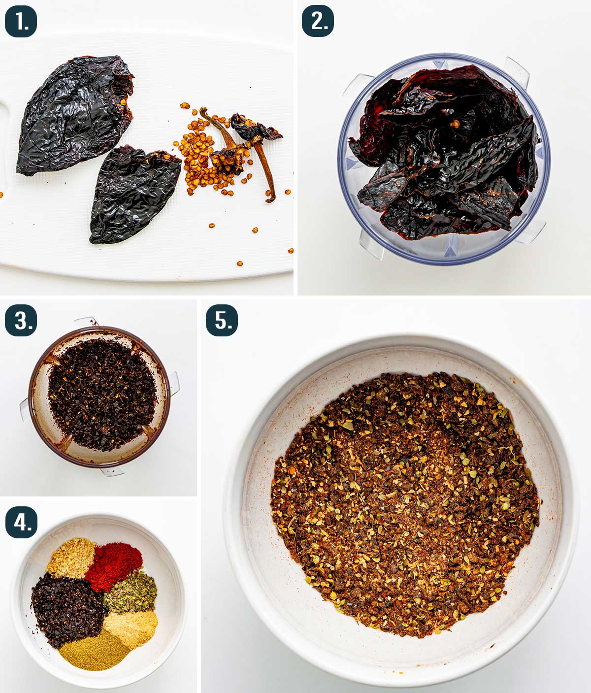 detailed process shots showing how to make chili powder from scratch