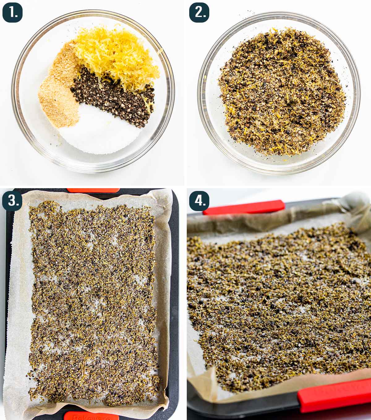 process shots showing how to make lemon pepper from scratch