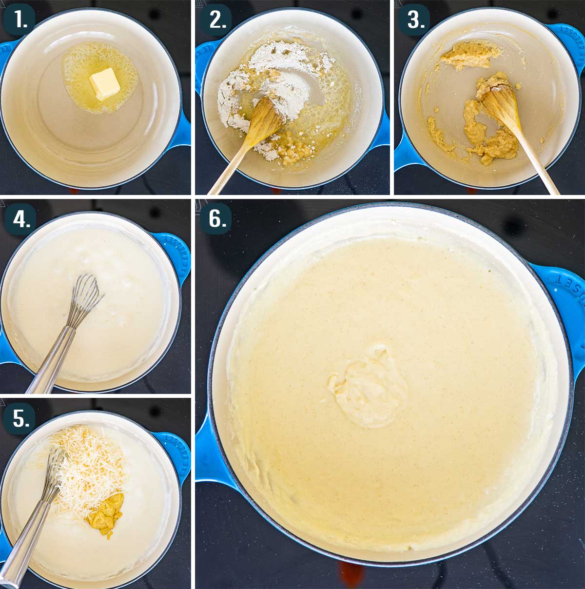 detailed process shots showing how to make chicken cordon bleu sauce