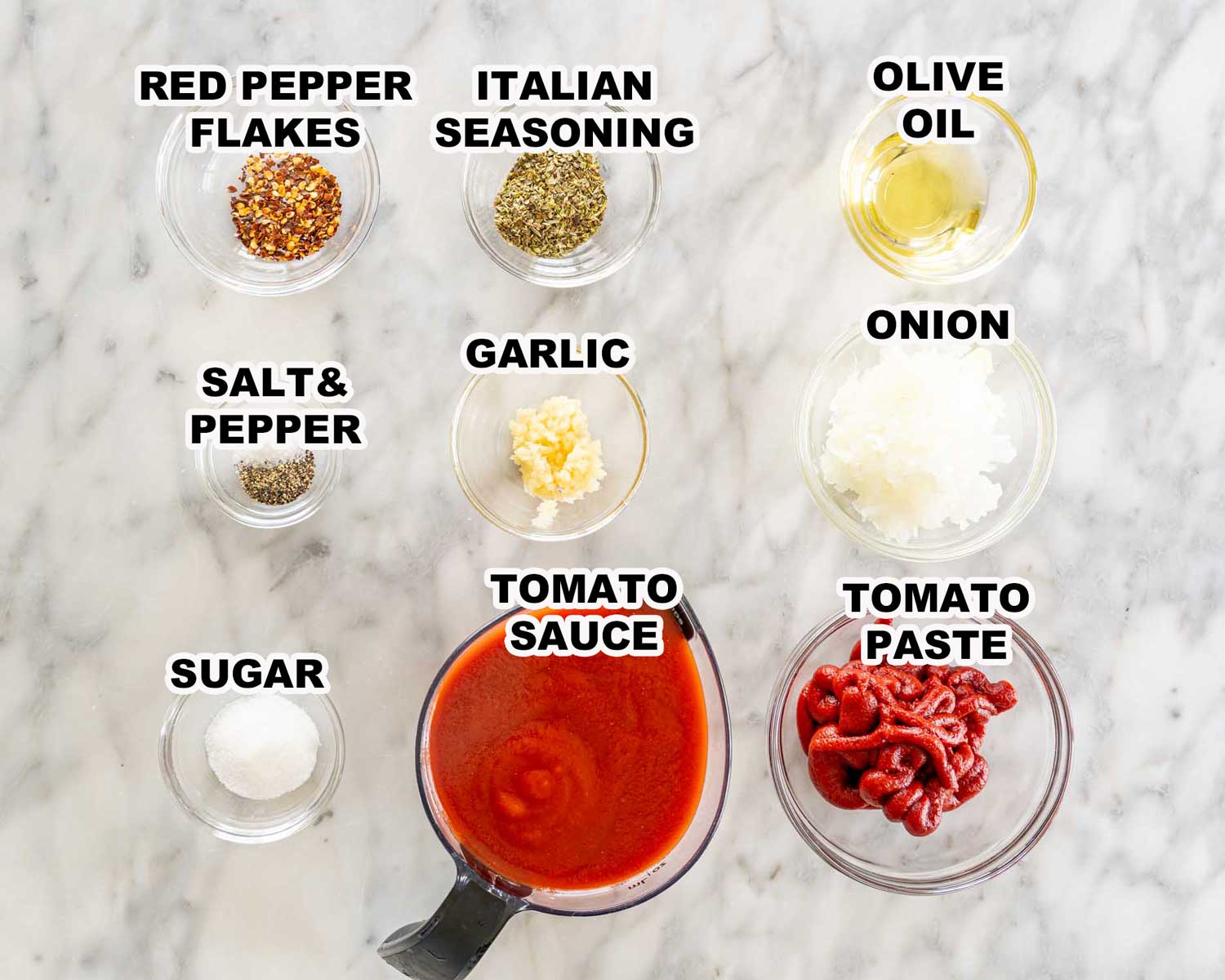 ingredients needed to make pizza sauce.