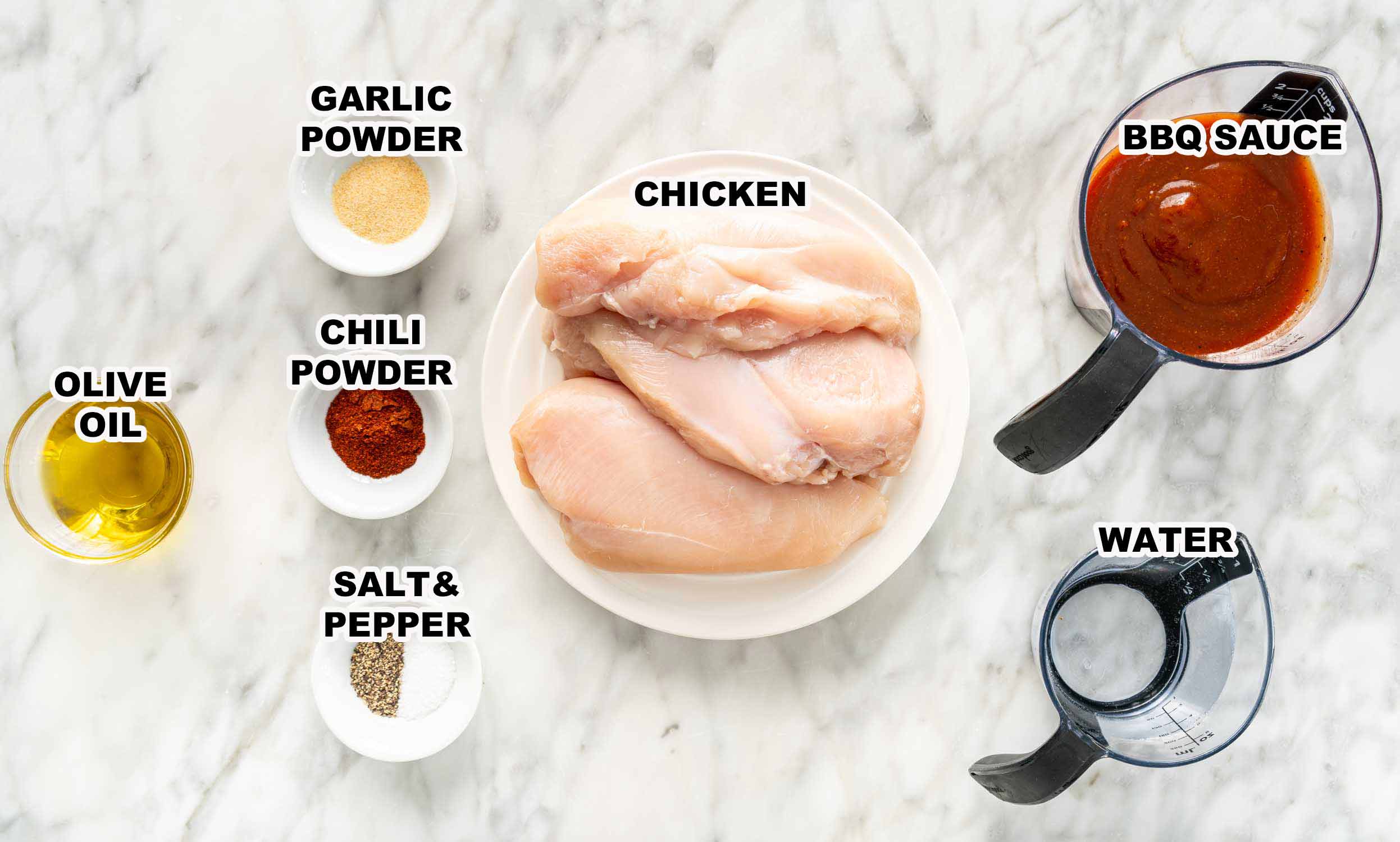 ingredients needed to make instant pot bbq pulled chicken.