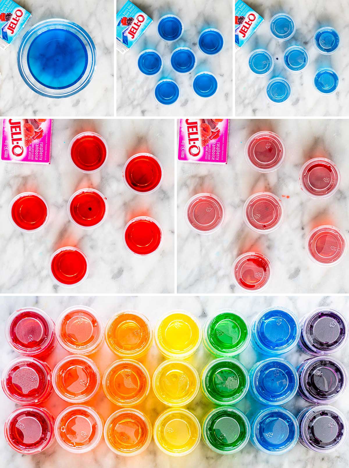 detailed process shots showing how to make jello shots