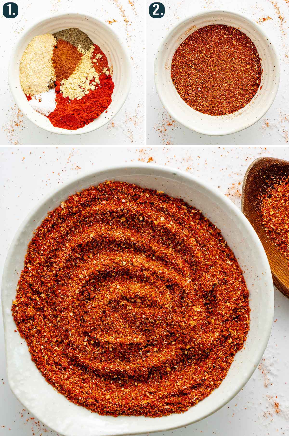 detailed process shots showing how to make bbq dry rub