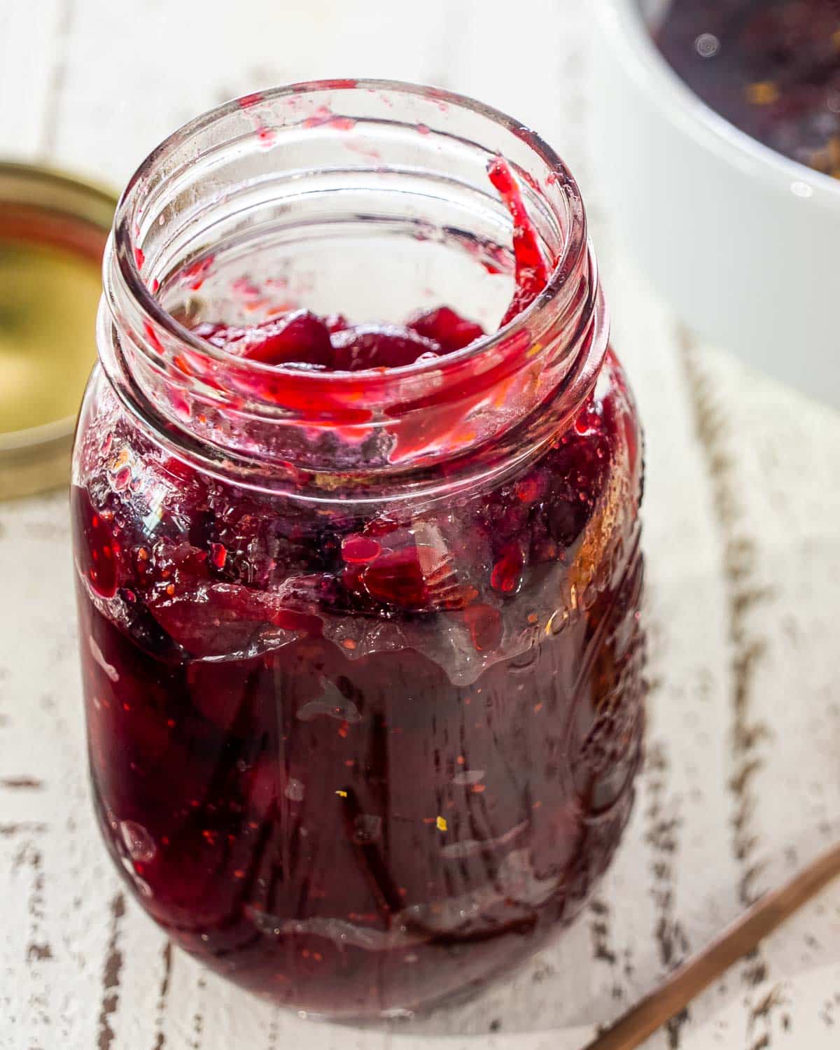 cranberry sauce in a jar.