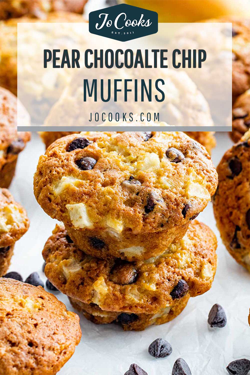 pin for pear chocolate chip muffins.