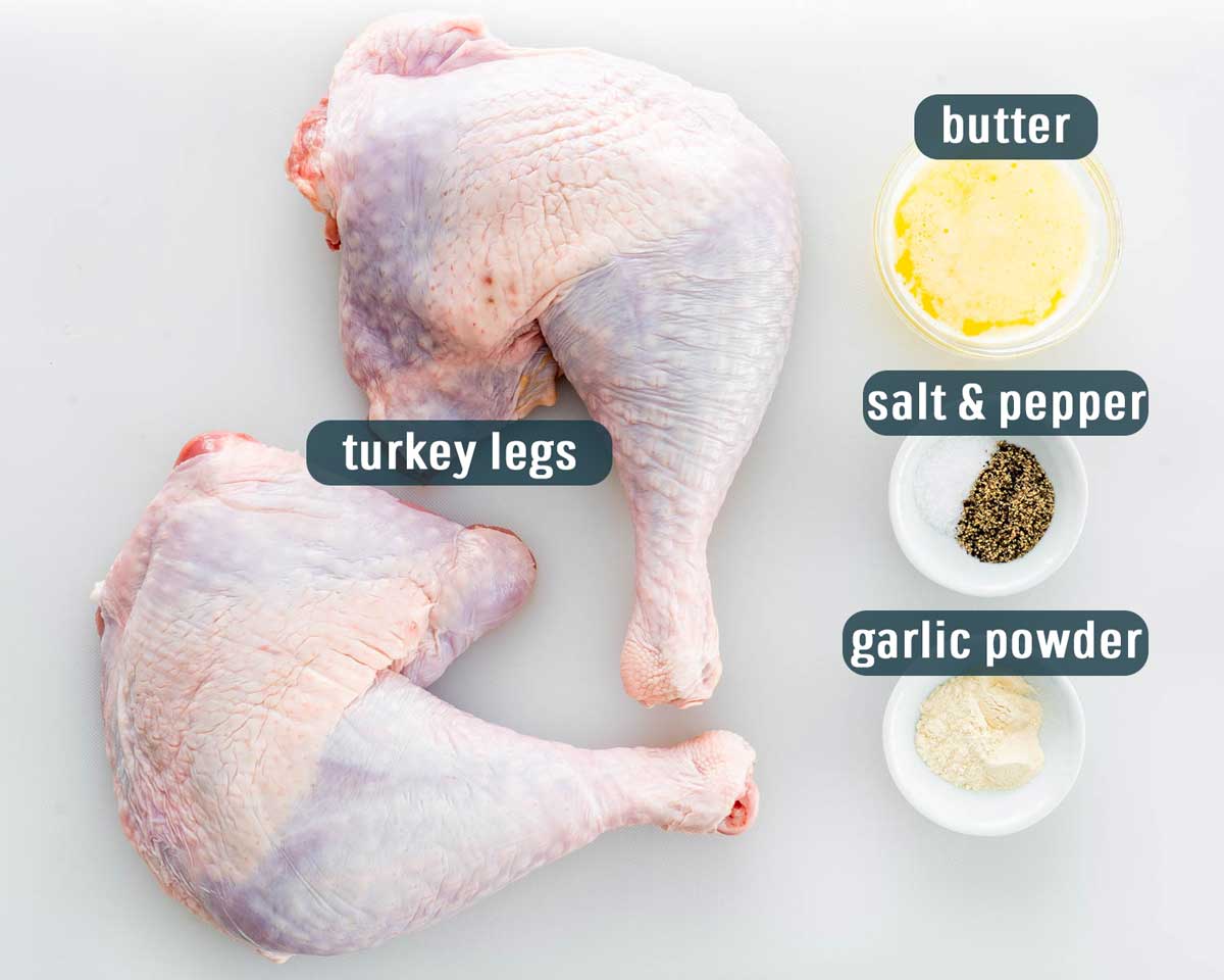 overhead shot of ingredients needed to make turkey legs.