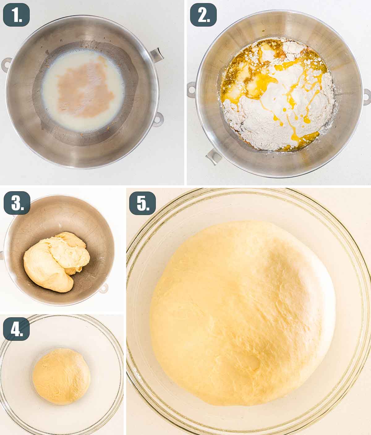 process shots showing how to make dough for donuts.