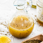 italian dressing in a dressing jar.