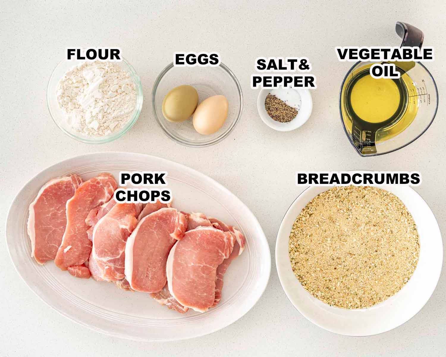 ingredients needed to make pork schnitzel.