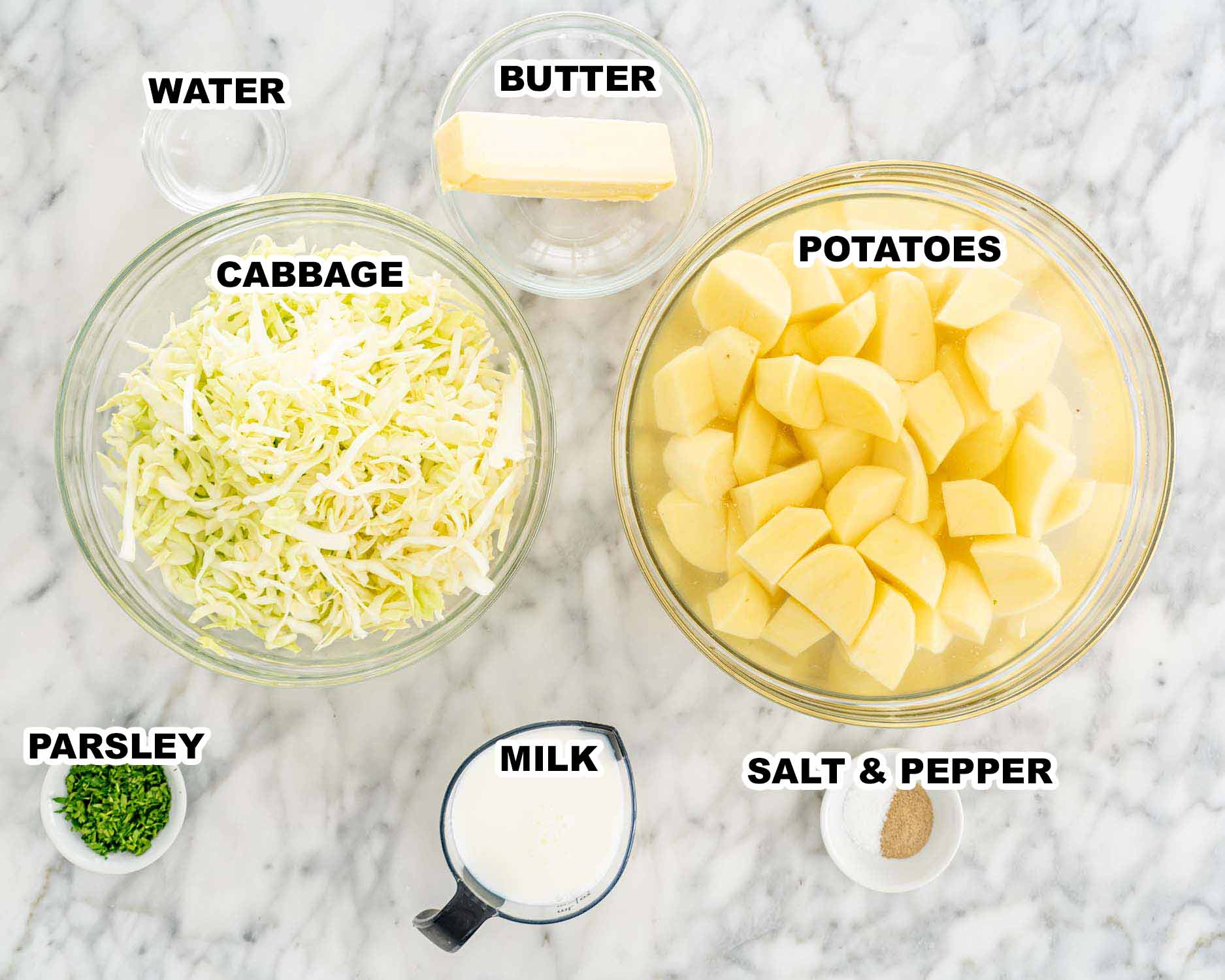 ingredients needed to make colcannon.