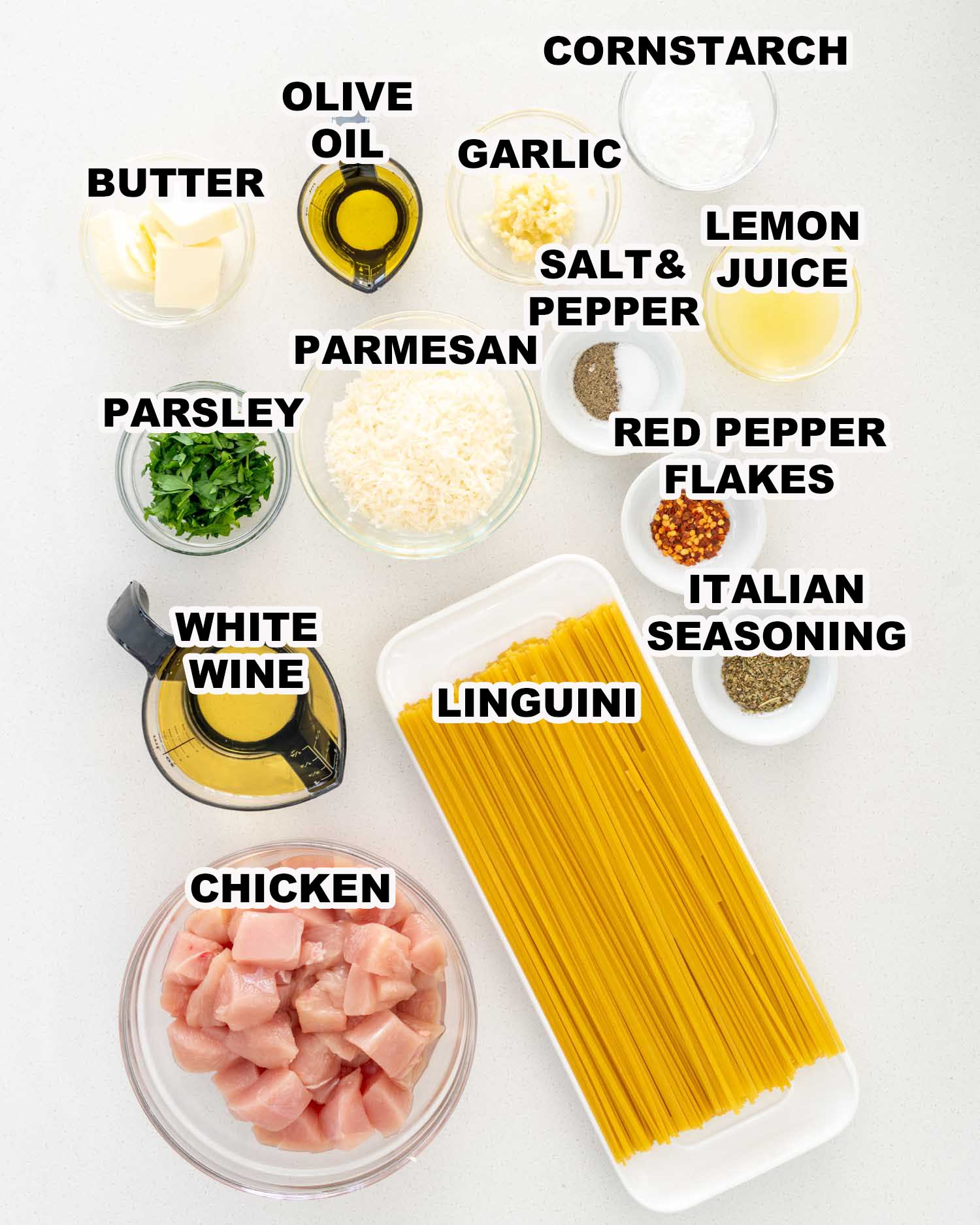 ingredients needed to make chicken scampi.