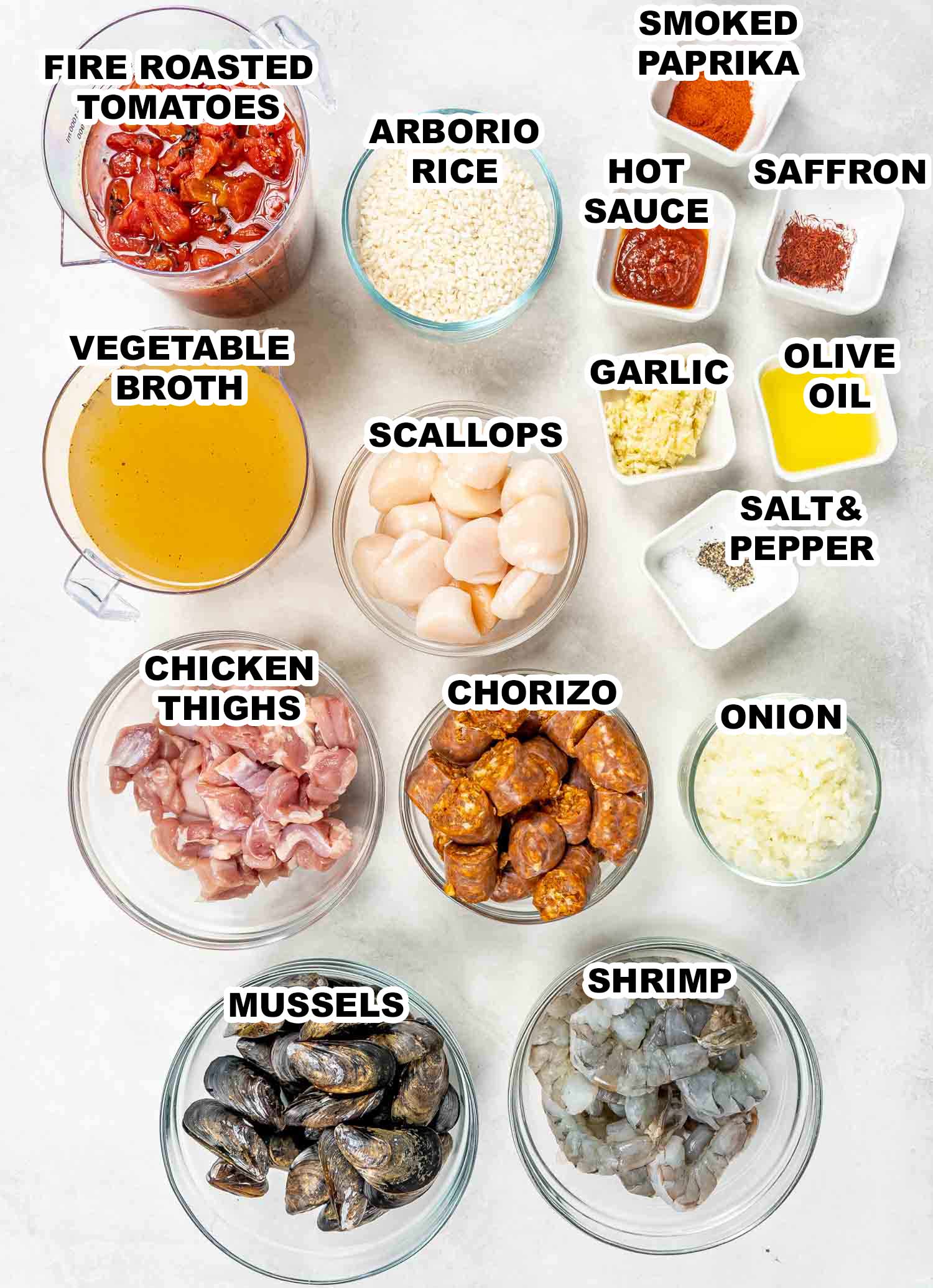 ingredients needed to make paella.