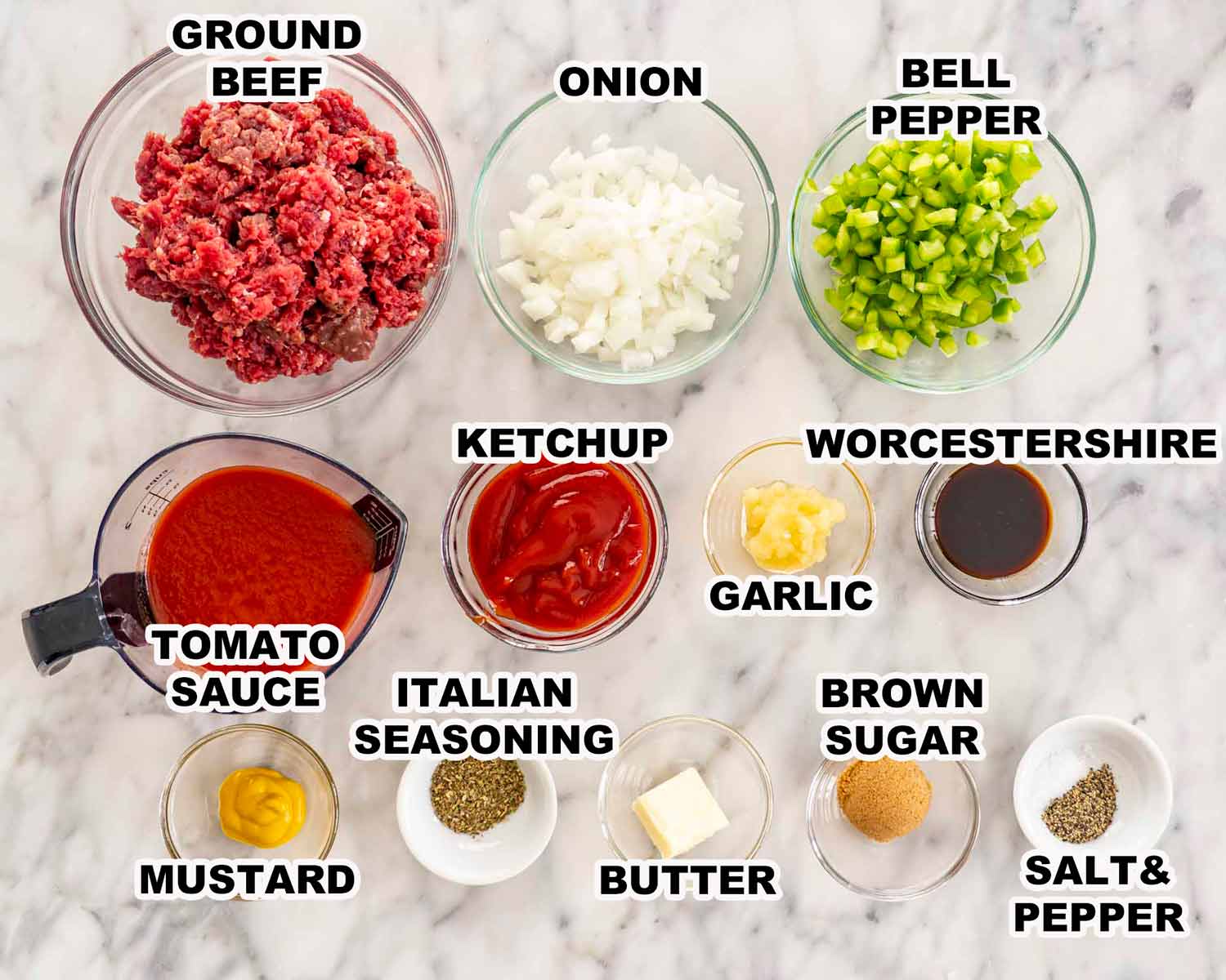 ingredients needed to make sloppy joes.