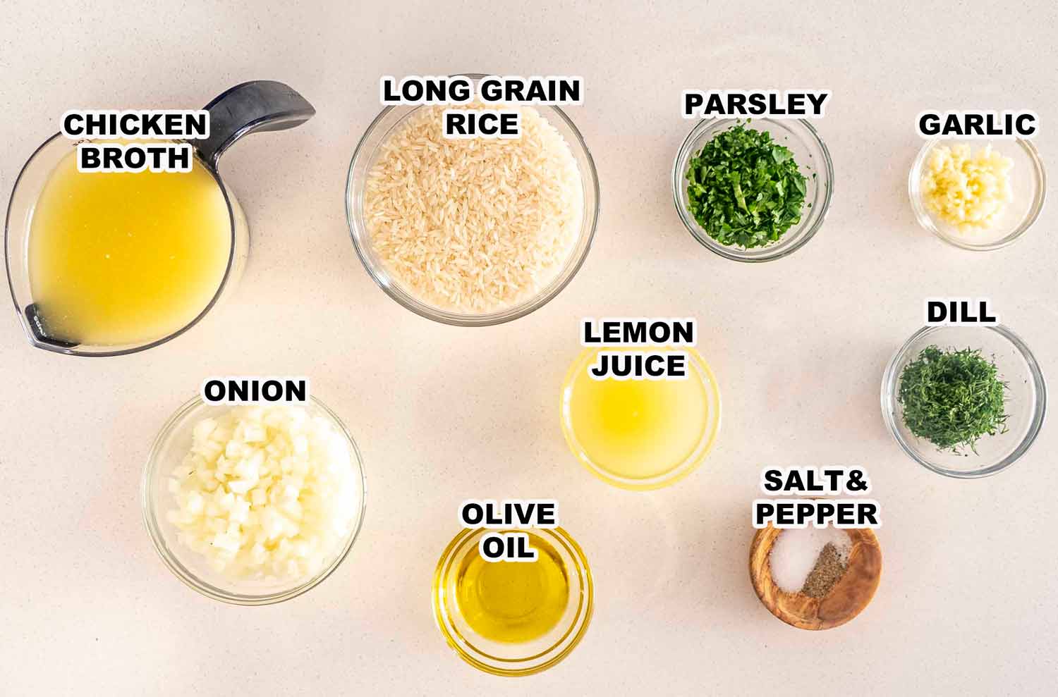 ingredients needed to make greek rice.