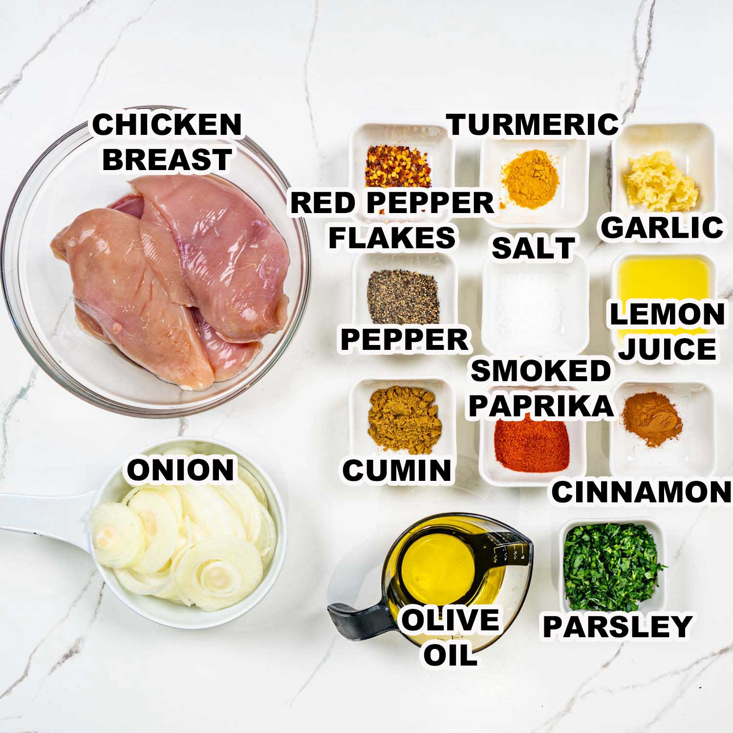 ingredients needed to make chicken shawarma.