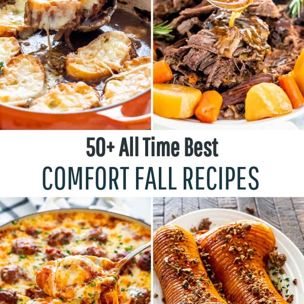 comfort fall recipes collage.