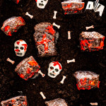 tombstone cakes in a graveyard.