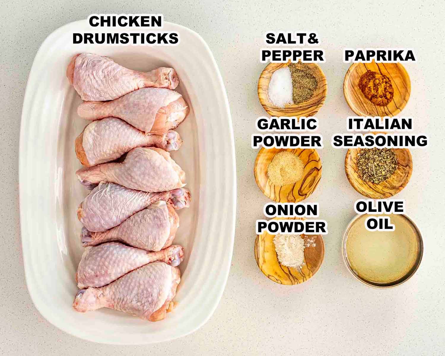 ingredients needed to make chicken drumsticks in the air fryer.