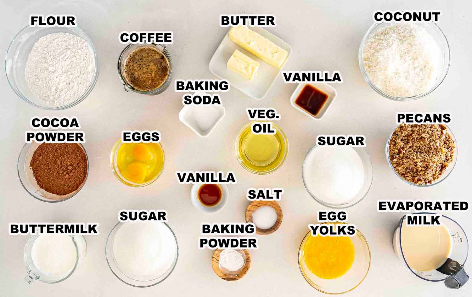 ingredients needed to make german chocolate cake.