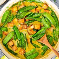 freshly made thai inspired green curry tofu.