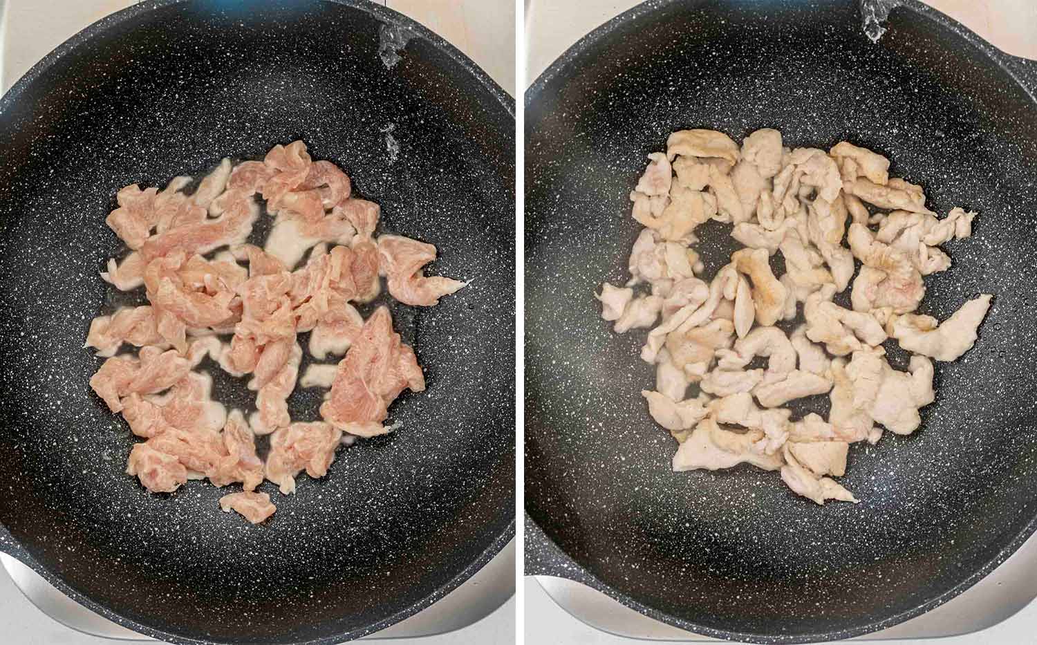 process shots showing how to make moo goo gai pan.