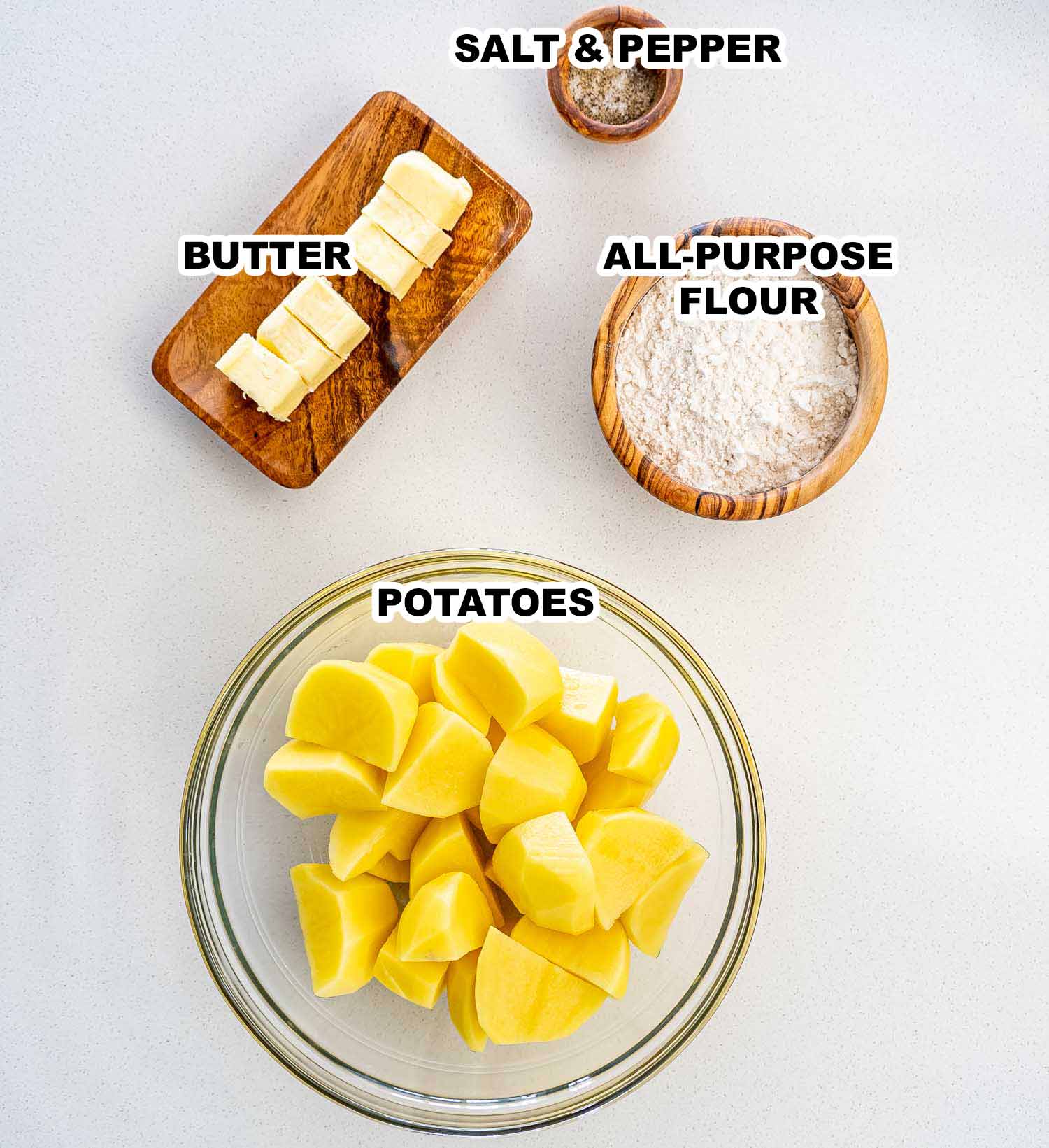 ingredients needed to make irish potato cakes aka potato farls.