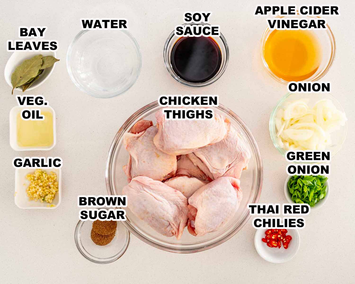 ingredients needed to make chicken adobo.