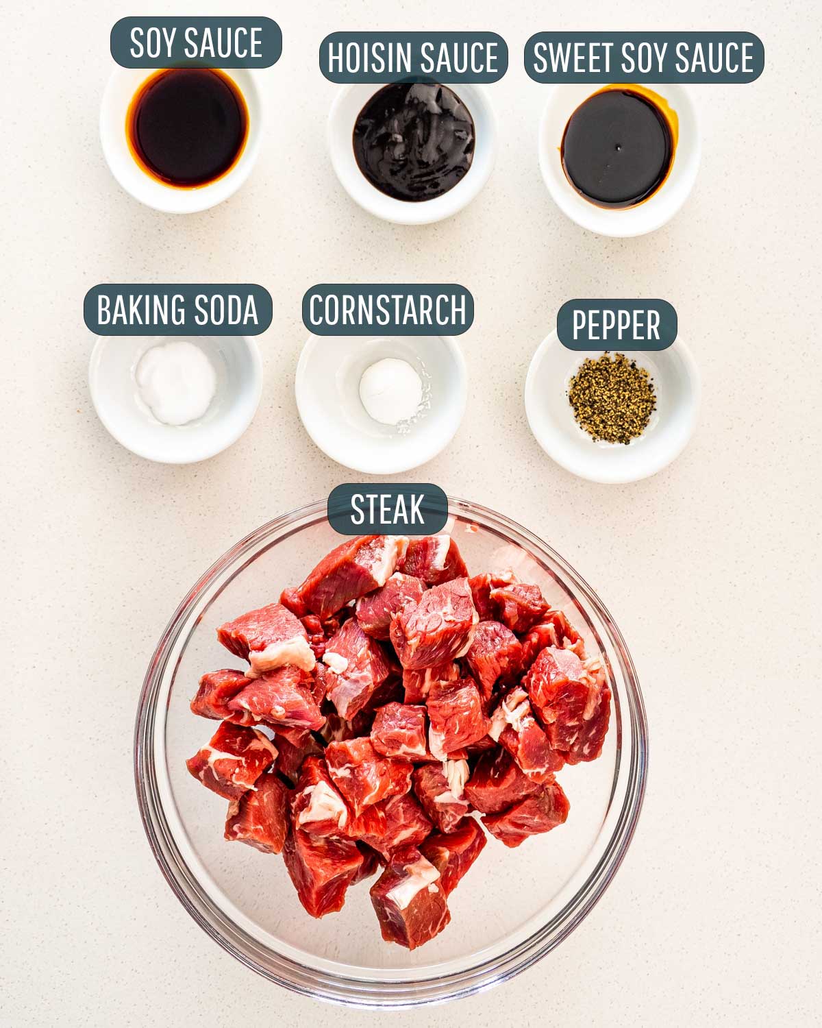 ingredients needed to make asian steak bites.