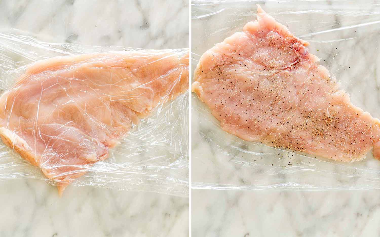 process shots showing how to make chicken cordon bleu.
