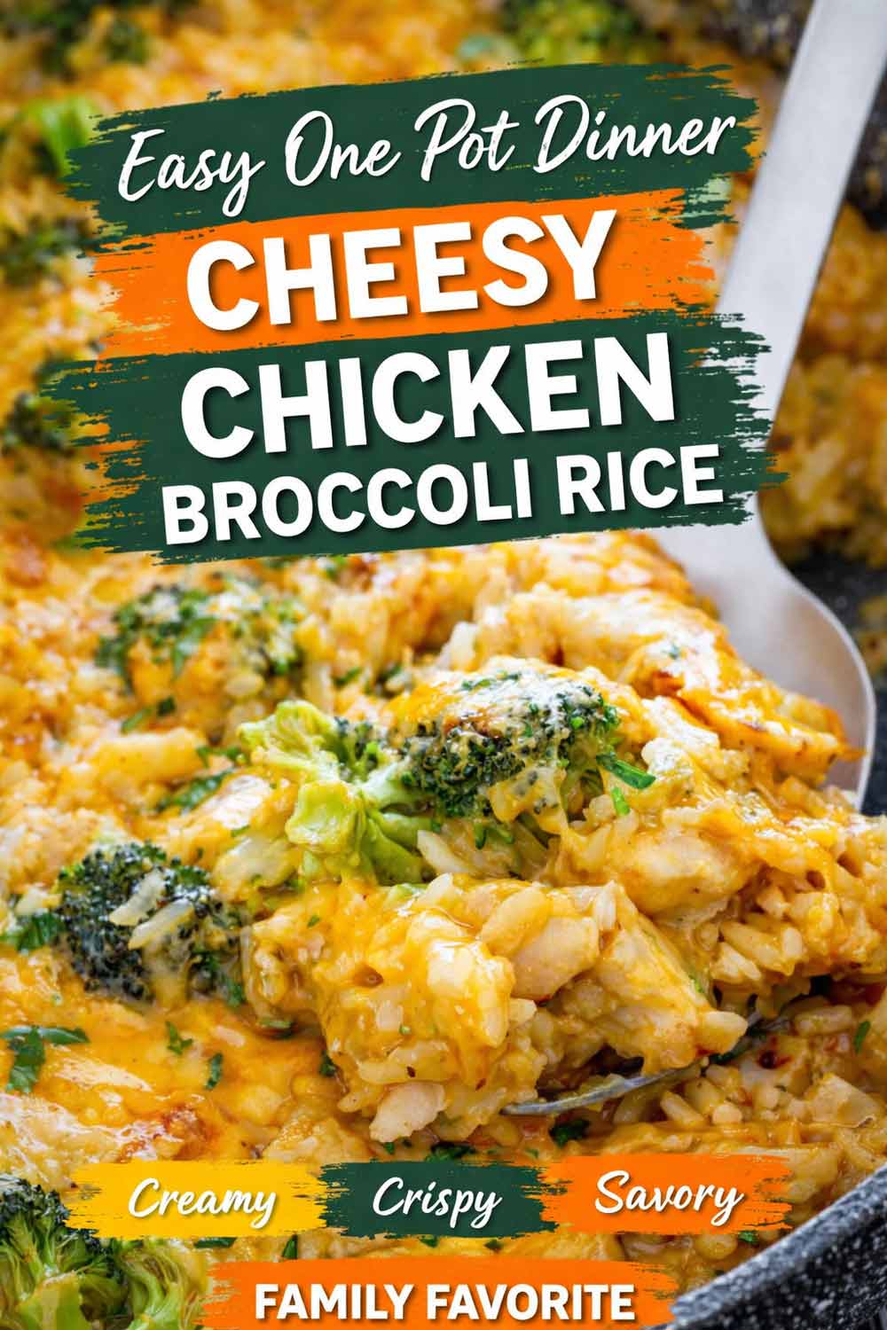 pin for cheesy chicken broccoli and rice.
