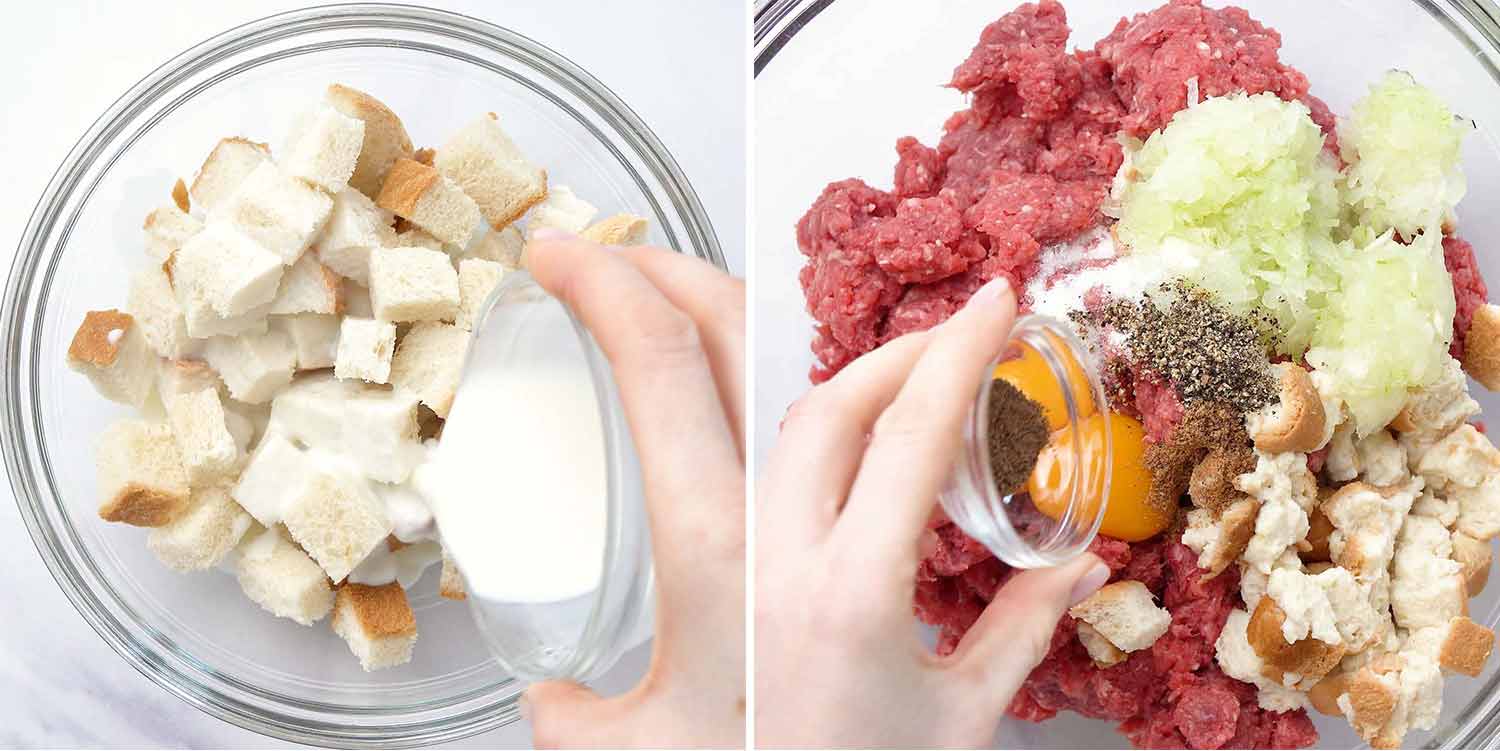 process shots showing how to make swedish meatballs.