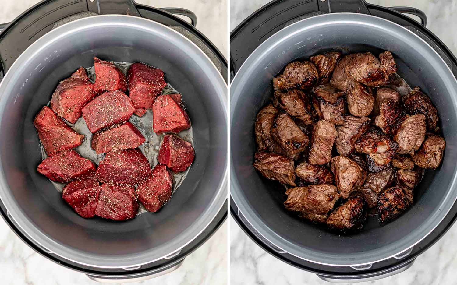process shots showing how to make barbacoa beef.