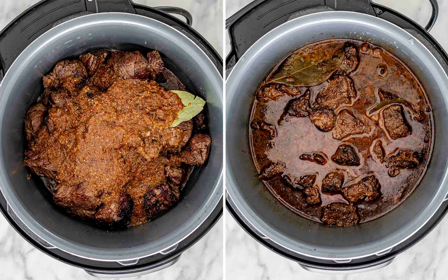 process shots showing how to make barbacoa beef.