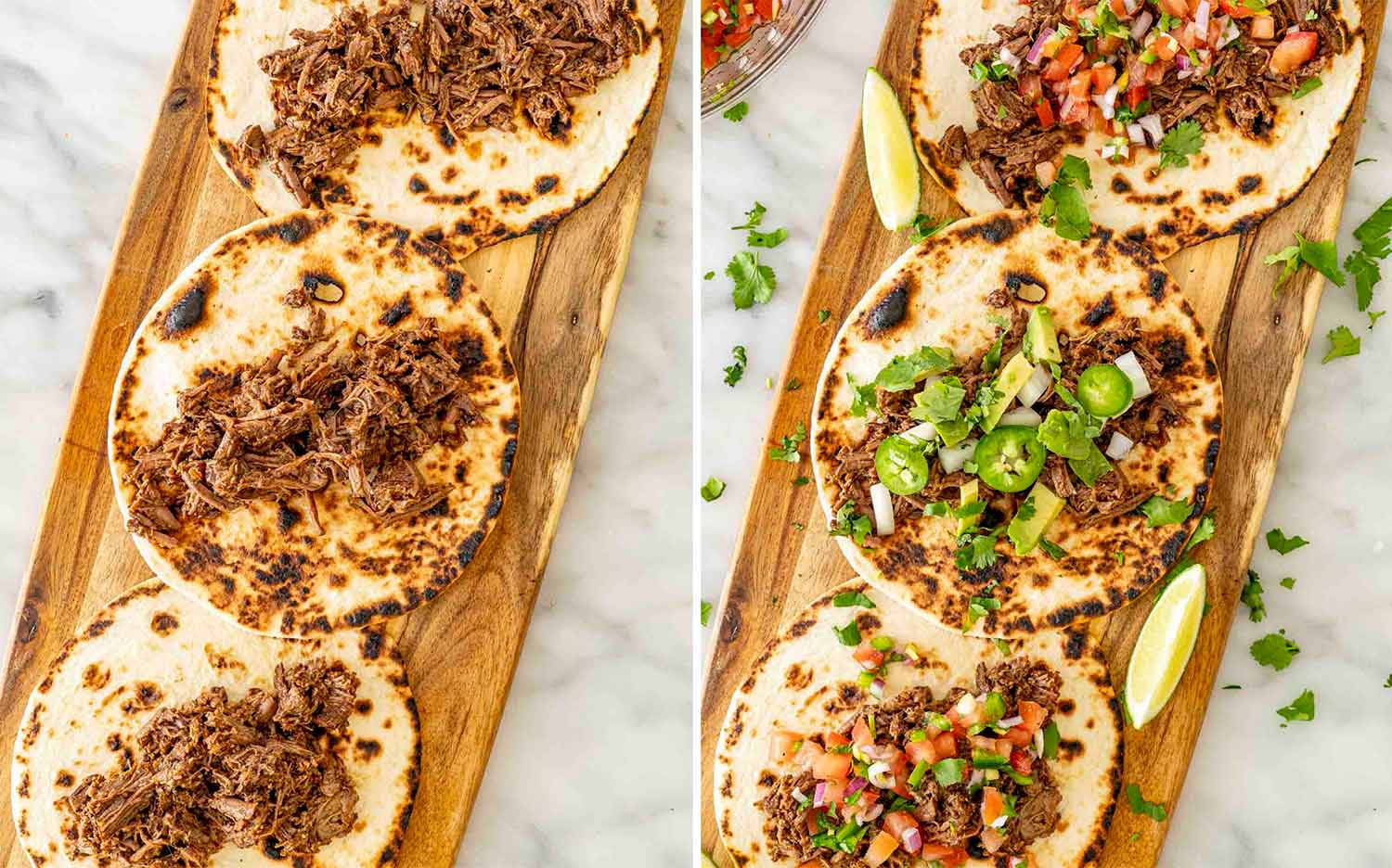 process shots showing how to make barbacoa beef.