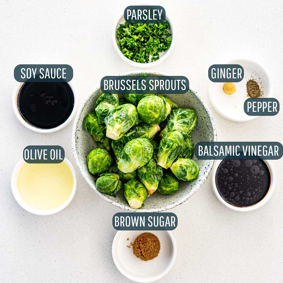 ingredients needed to roast brussels sprouts in the air fryer.