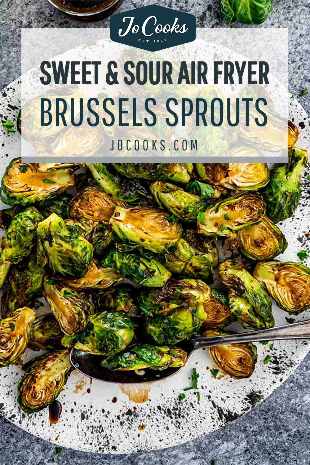 pin for sweet and sour air fryer brussels sprouts.