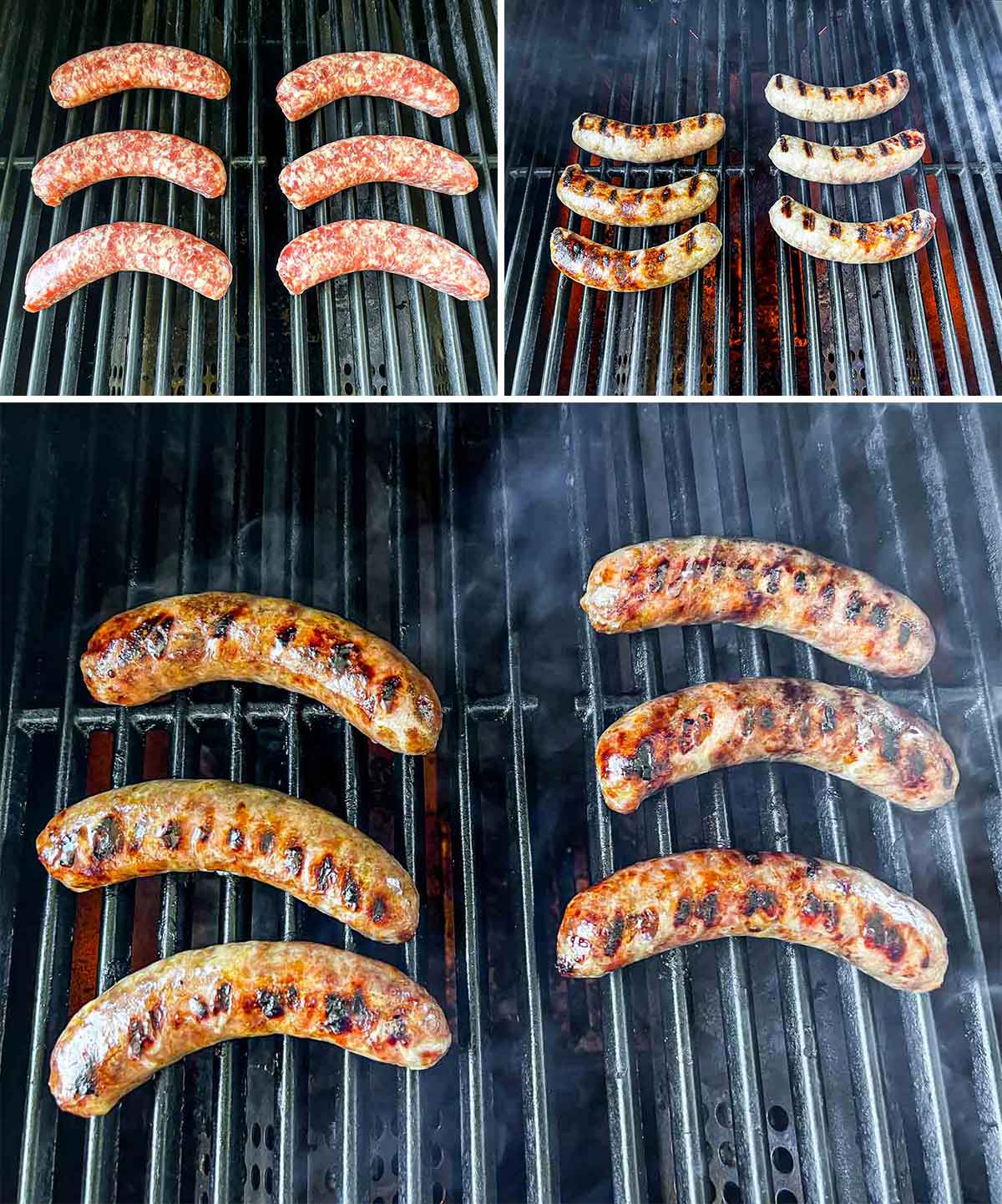 process shots showing how to grill bratwurst.