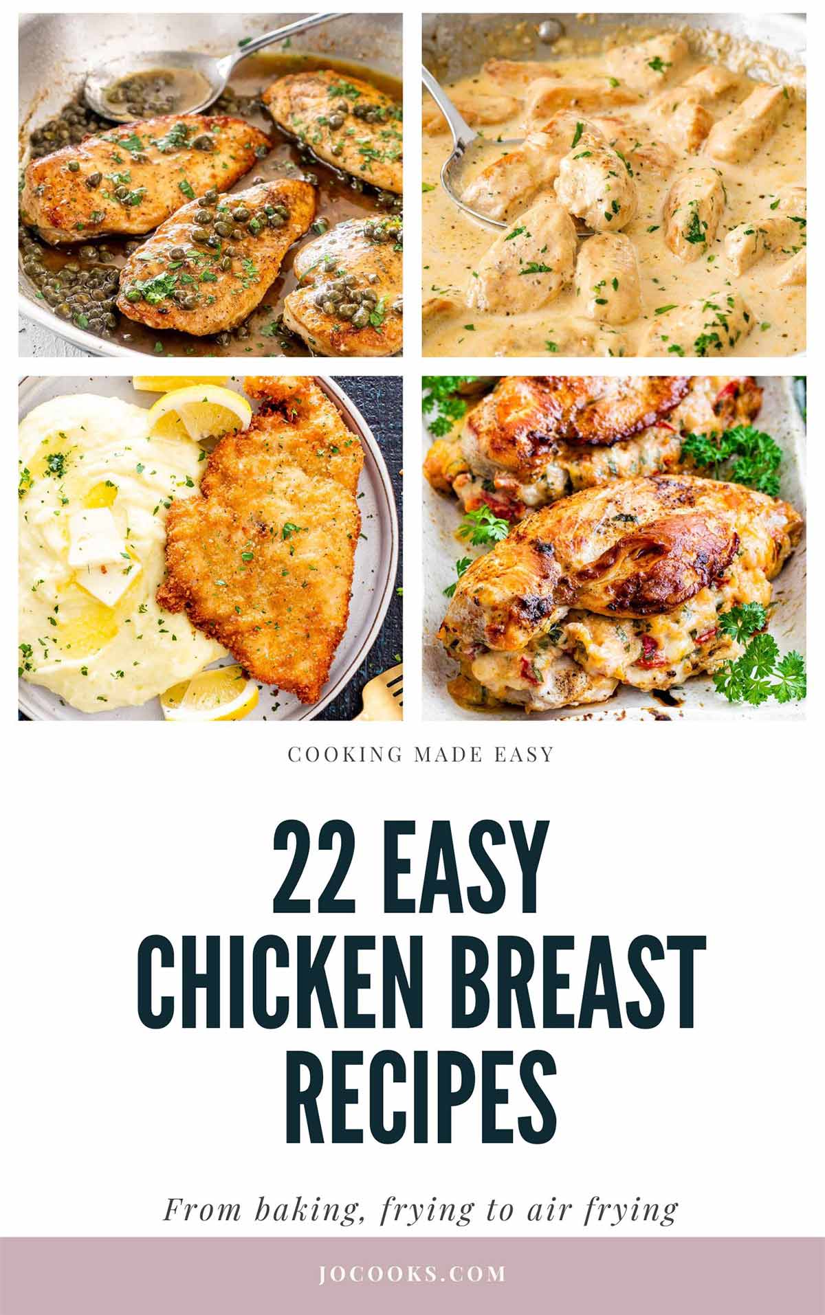 collage of chicken breast recipes.