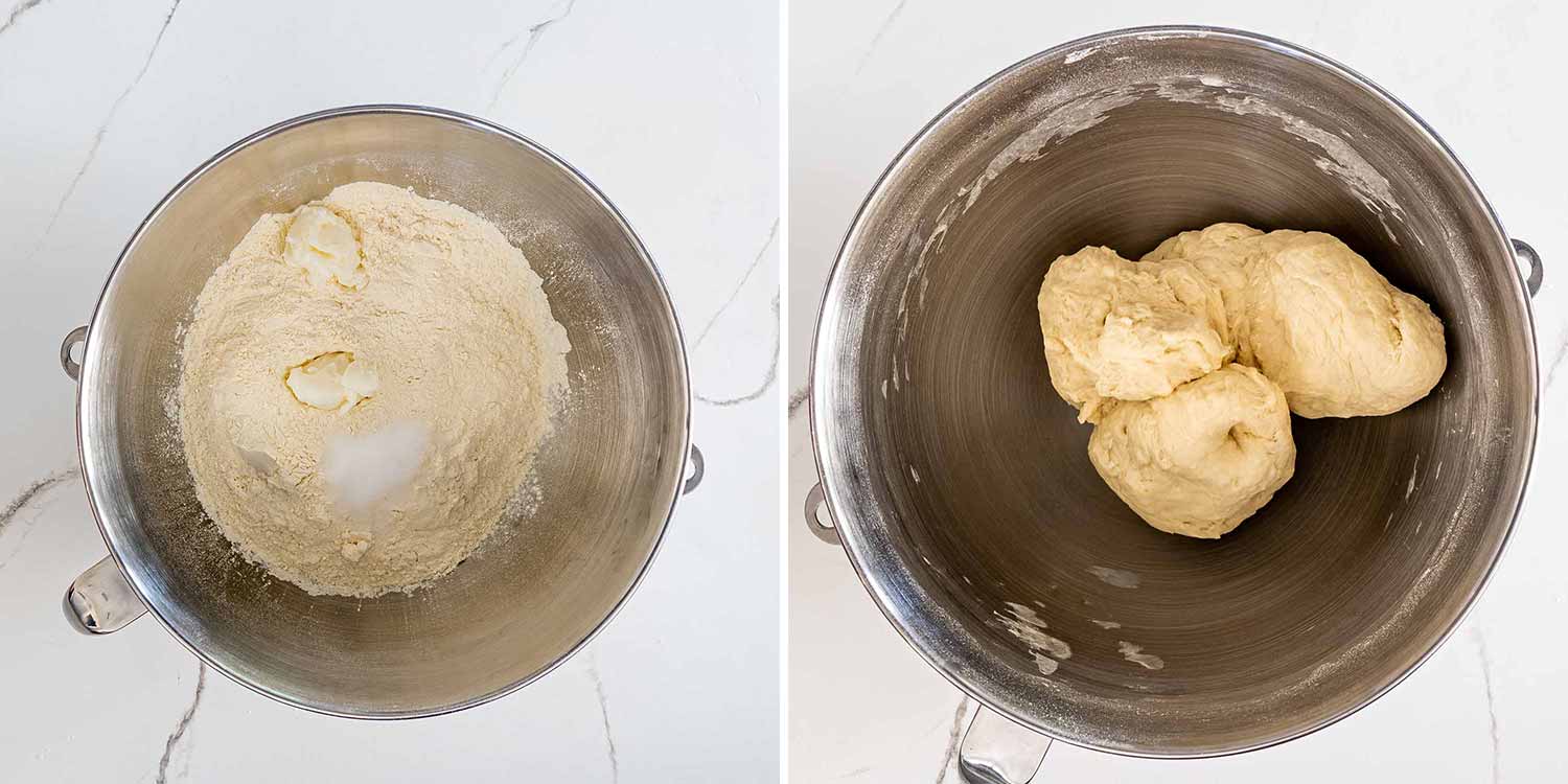 process shots how to make muffuletta bread.