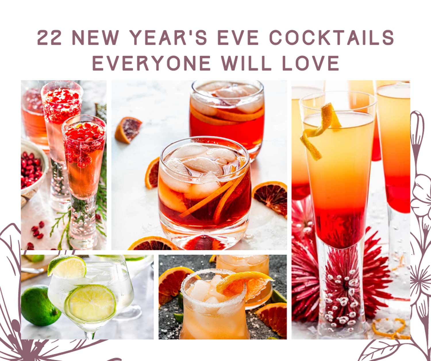 collage for new year's eve cocktails.