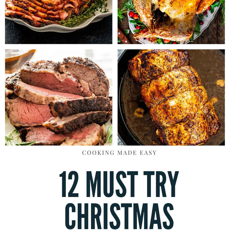 collage of christmas main recipes.