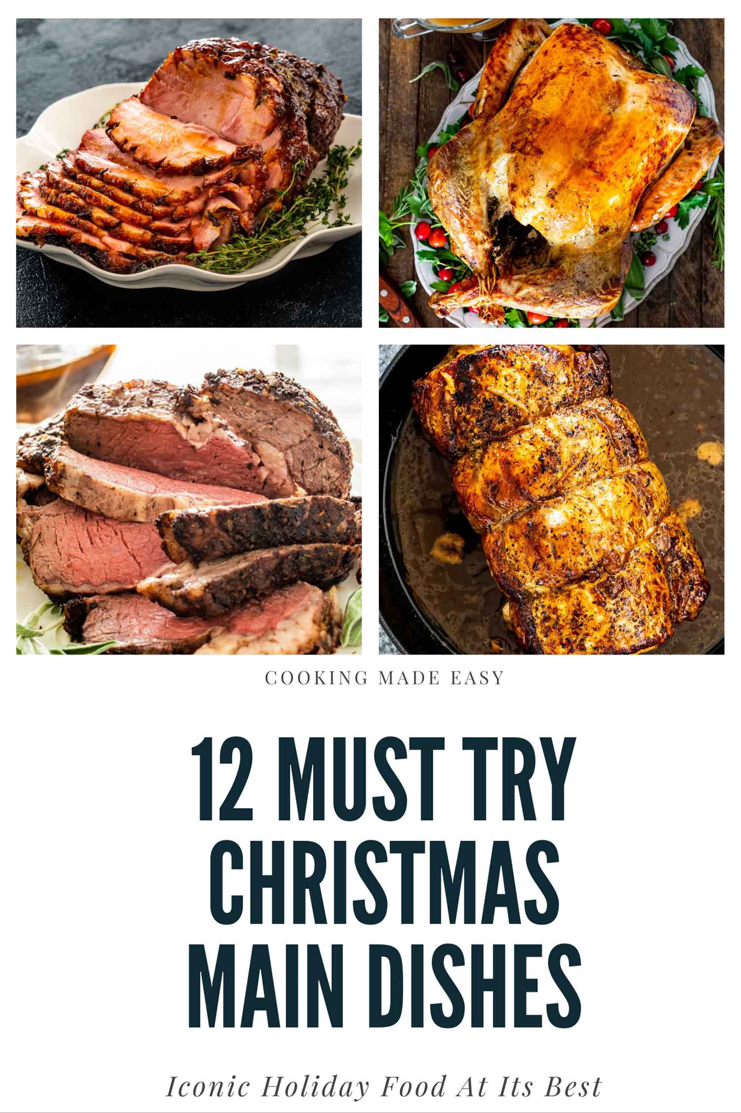 collage of christmas main recipes.