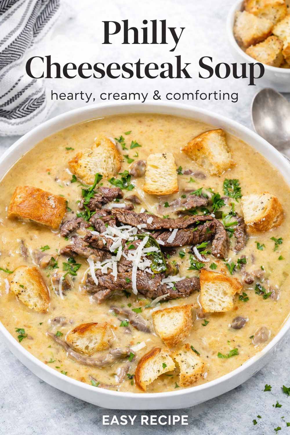 pin for philly cheesesteak soup.