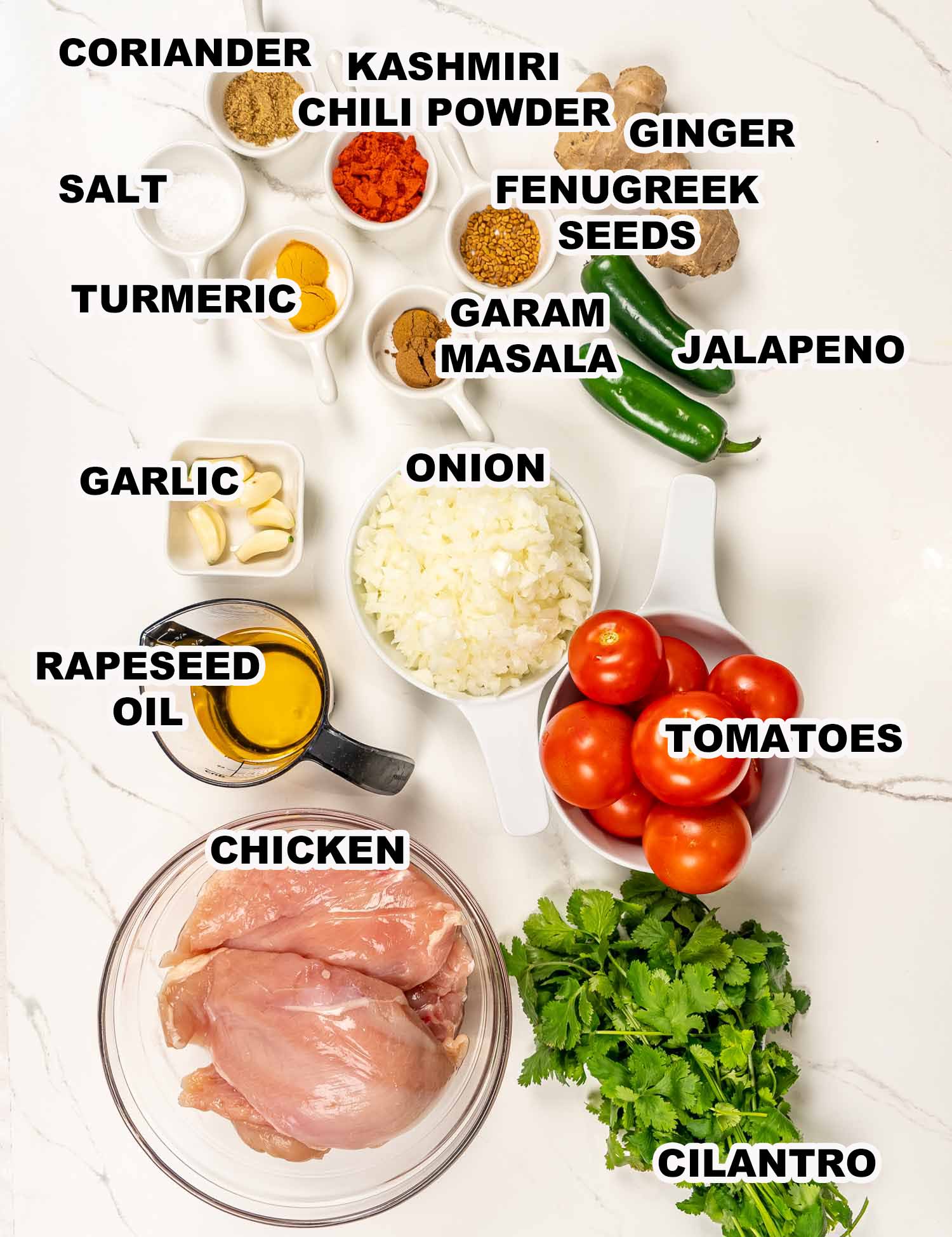 ingredients needed to make balti chicken.