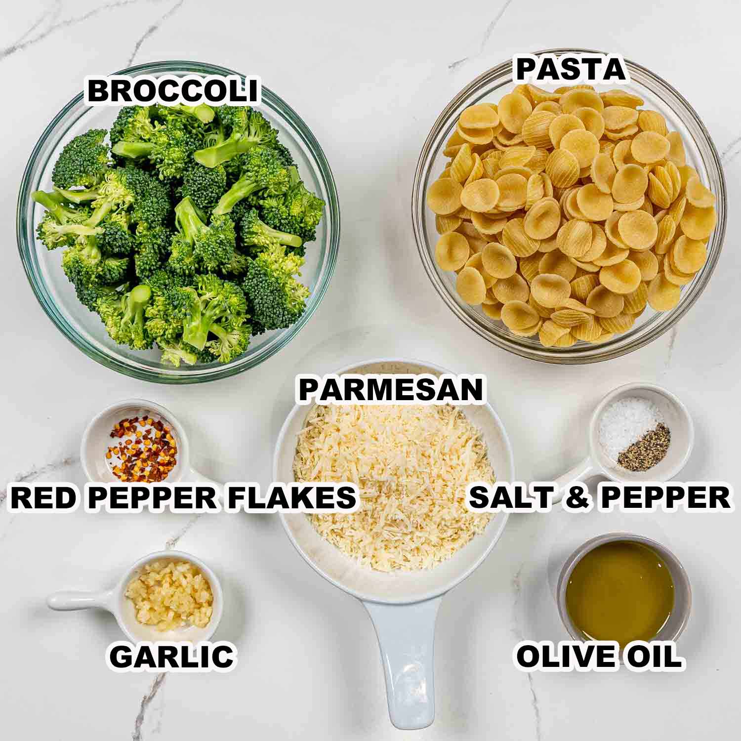 ingredients needed for broccoli pasta.