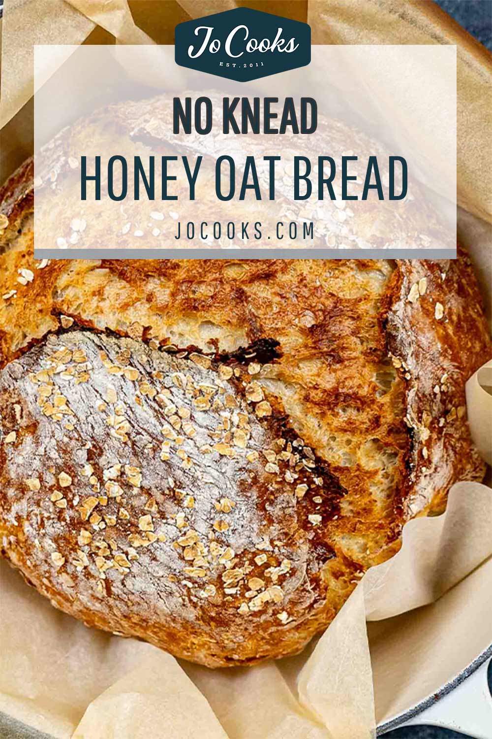 pin for no knead honey oat bread.