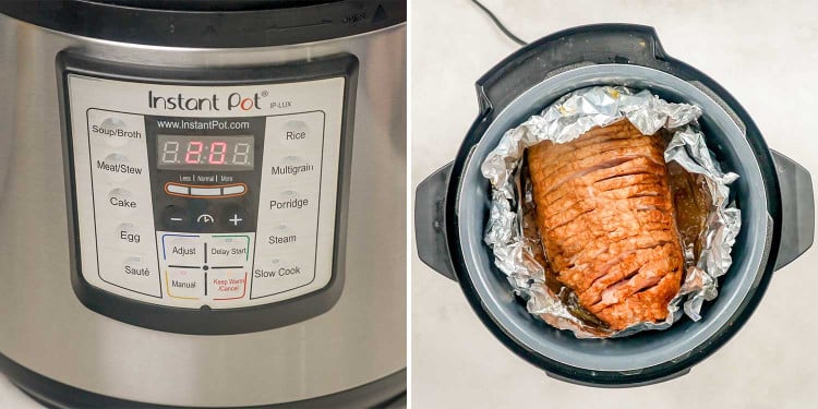 process shots showing how to make instant pot ham.