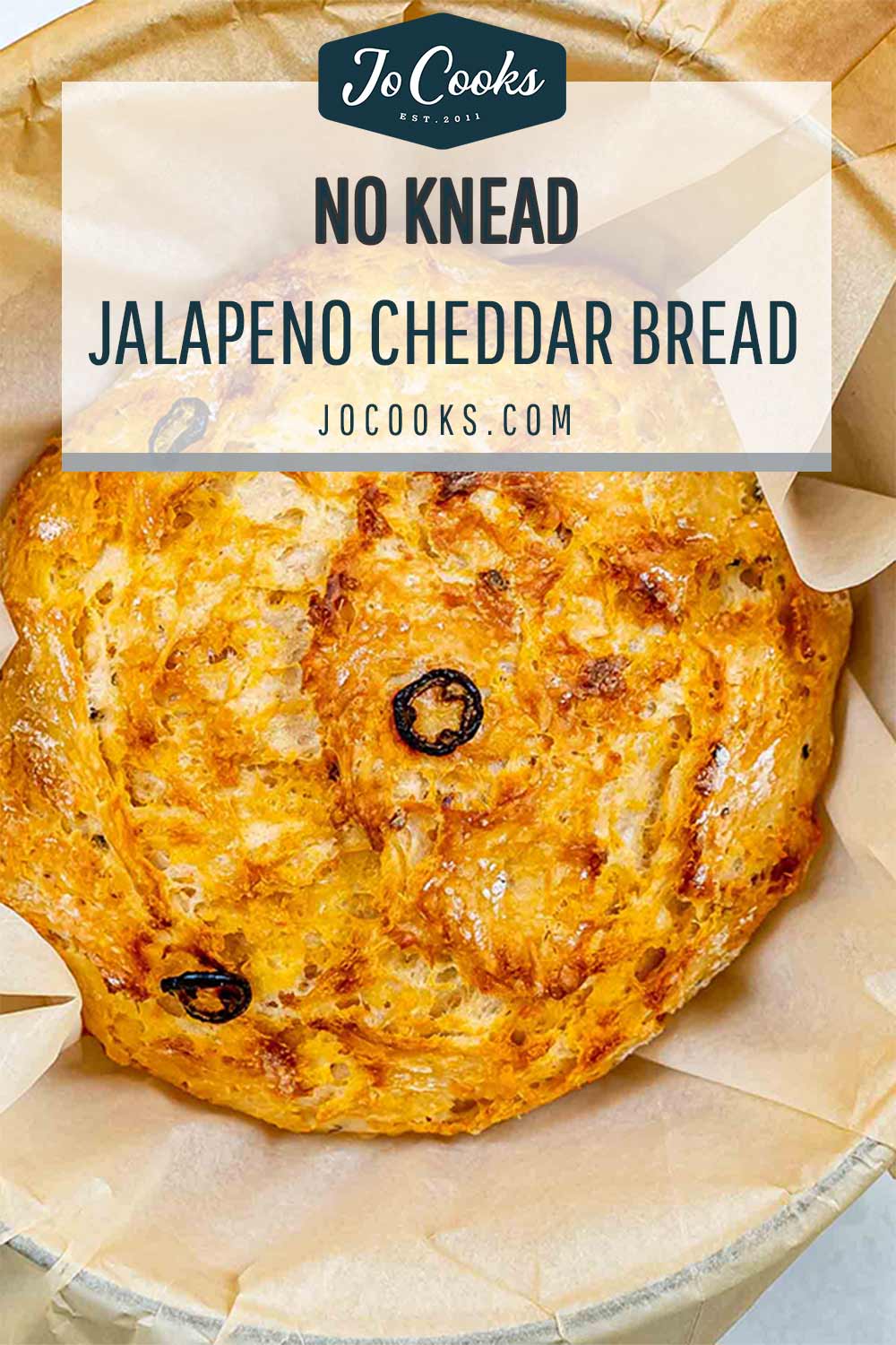 pin for no knead jalapeno cheddar bread.