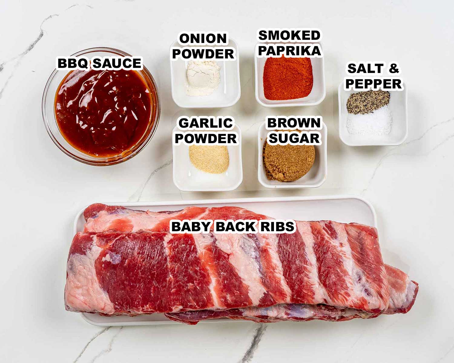 ingredients needed to make oven baked bbq ribs.